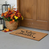 24" X 36" Natural And Brown Thanksgiving Give Thanks Outdoor Coir Door Mat
