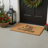 17" X 29" Brown Black And Green Christmas Outdoor Coir Door Mat