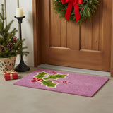 24" X 36" Pink Green And Red Christmas Outdoor Coir Door Mat