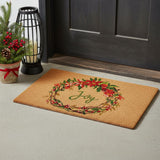 17" X 29" Brown Red And Green Christmas Outdoor Coir Door Mat