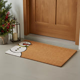 17" X 29" Brown White And Red Christmas Snowman Outdoor Coir Door Mat