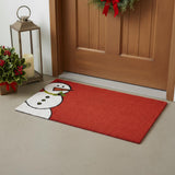 17" X 29" Red White And Black Christmas Snowman Outdoor Coir Door Mat