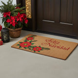 17" X 29" Brown Red And Green Christmas Outdoor Coir Door Mat