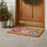 17" X 29" Brown White And Pink Christmas Outdoor Coir Door Mat