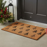 24" X 36" Brown And Black Christmas Trees Outdoor Coir Door Mat