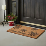 17" X 29" Brown And Black Christmas Merry Christmas Outdoor Coir Door Mat