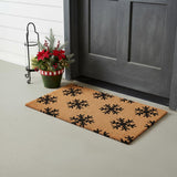 24" X 36" Brown And Black Christmas Snowflake Outdoor Coir Door Mat
