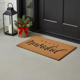 17" X 29" Brown And Black Christmas Outdoor Coir Door Mat