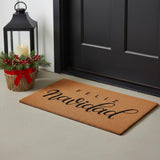 24" X 36" Brown And Black Christmas Outdoor Coir Door Mat