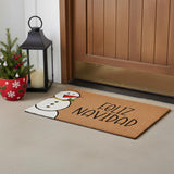 17" X 29" Natural Black And White Feliz Navidad Snowman Coir Door Mat