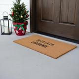 17" X 29" Brown And Black Christmas Outdoor Coir Door Mat