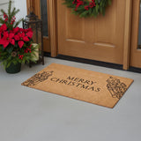 17" X 29" Brown And Black Merry Christmas Outdoor Coir Door Mat