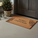 24" X 36" Brown And Black Christmas Merry Christmas Outdoor Coir Door Mat