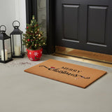 17" X 29" Brown And Black Christmas Merry Christmas Outdoor Coir Door Mat