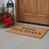 24" X 36" Brown Black And Green Christmas Happy Holidays Outdoor Coir Door Mat