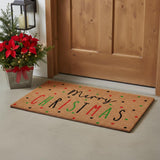17" X 29" Brown Black And Green Merry Christmas Outdoor Coir Door Mat
