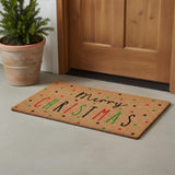 24" X 36" Brown Black And Green Merry Christmas Outdoor Coir Door Mat