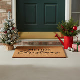 24" X 36" Brown And Black Christmas Merry Christmas Outdoor Coir Door Mat