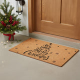 17" X 29" Brown And Black Christmas Outdoor Coir Door Mat