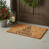 24" X 36" Brown And Black Christmas Outdoor Coir Door Mat