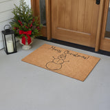 24" X 36" Brown And Black Christmas Snowman Merry Christmas Outdoor Coir Door Mat