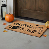 17" X 29" Natural And Black Football Fall Outdoor Coir Door Mat