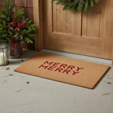 17" X 29" Brown And Red Christmas Outdoor Coir Door Mat