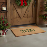 17" X 29" Brown And Green Christmas Outdoor Coir Door Mat