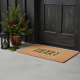 24" X 36" Brown And Green Christmas Outdoor Coir Door Mat