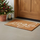 24" X 36" Brown And White Christmas Outdoor Coir Door Mat