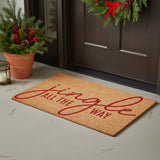 24" X 36" Brown And Red Christmas Outdoor Coir Door Mat