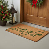 17" X 29" Brown And Green Christmas Outdoor Coir Door Mat