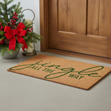 24" X 36" Brown And Green Christmas Outdoor Coir Door Mat