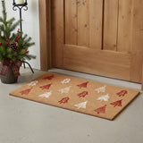 24" X 36" Brown Red And White Christmas Trees Outdoor Coir Door Mat