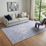 5' X 8' Lavender And Ivory Abstract Washable Area Rug With UV Protection