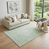 5' X 8' Mint Green And Ivory Abstract Washable Area Rug With UV Protection