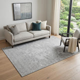 5' X 8' Silver And Gray Abstract Washable Area Rug With UV Protection