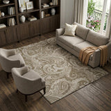 8' X 10' Chocolate And Ivory Paisley Washable Area Rug With UV Protection