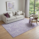 5' X 8' Lavender And Ivory Paisley Washable Area Rug With UV Protection