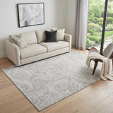 5' X 8' Taupe And Ivory Paisley Washable Area Rug With UV Protection