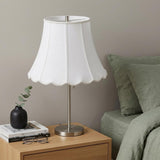 White Linen Piped Bell Lamp Shade