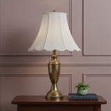 White Linen Piped Bell Lamp Shade