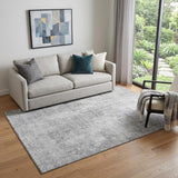 5' X 8' Gray And Ivory Abstract Washable Area Rug With UV Protection
