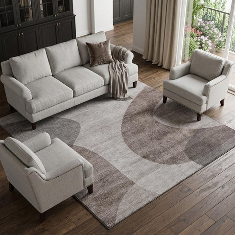 8' X 10' Coffee And Taupe Geometric Washable Area Rug With UV Protection