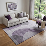 5' X 8' Purple And Ivory Geometric Washable Area Rug With UV Protection