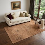 5' X 8' Copper And Brown Oriental Washable Area Rug With UV Protection