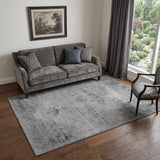 5' X 8' Gray And Ivory Oriental Washable Area Rug With UV Protection