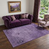 5' X 8' Purple And Ivory Oriental Washable Area Rug With UV Protection