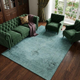 8' X 10' Teal And Ivory Oriental Washable Area Rug With UV Protection