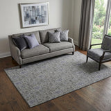 5' X 8' Khaki And Gray Floral Washable Area Rug With UV Protection